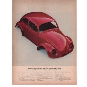 Volkswagen Beetle /  Old Grand Dad Bourbon Magazine Advertisement 1960s Vintage